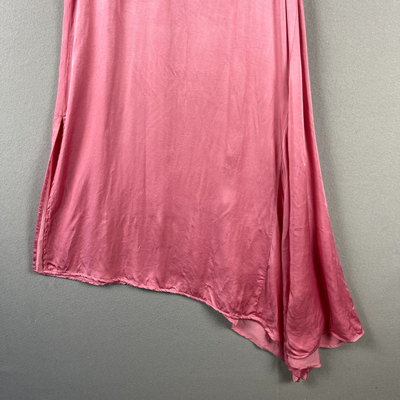 Zara Satin Slip Dress Womens Small Pink Asymmetrical Flowy Feminine Y2k - Picture 3 of 13